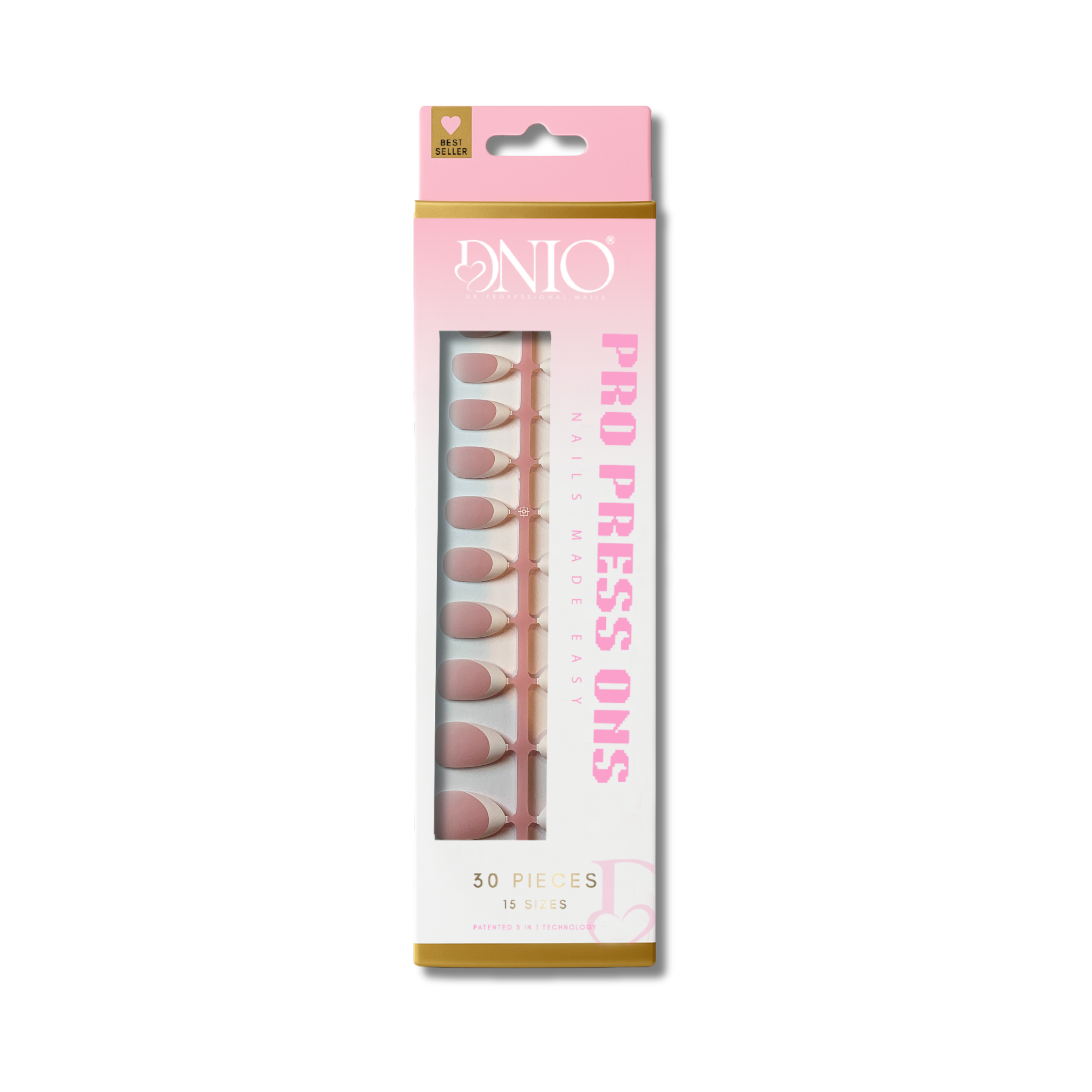 DNIO PRO PRESS ON NAILS - WHITE FRENCH ALMOND